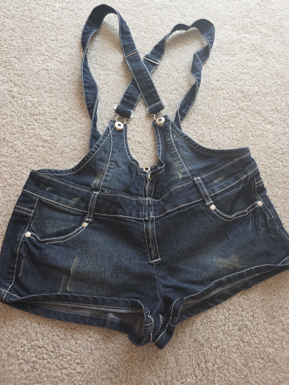 Blue Asphalt Denim Shortalls - Navy Blue